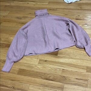 Cozy Pink Turtleneck Sweater with Relaxed Fit